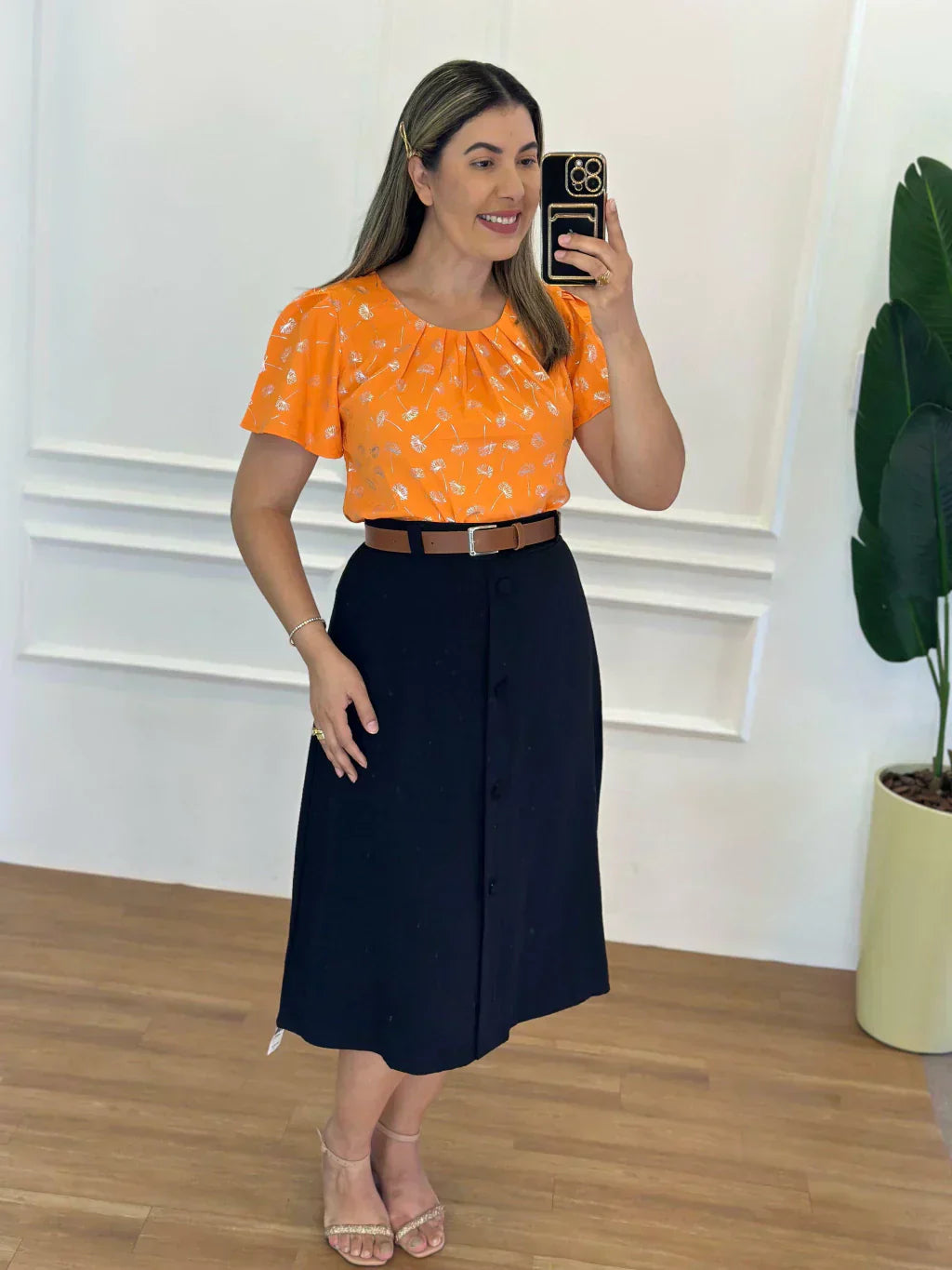 Conjunto Saia Midi Preta