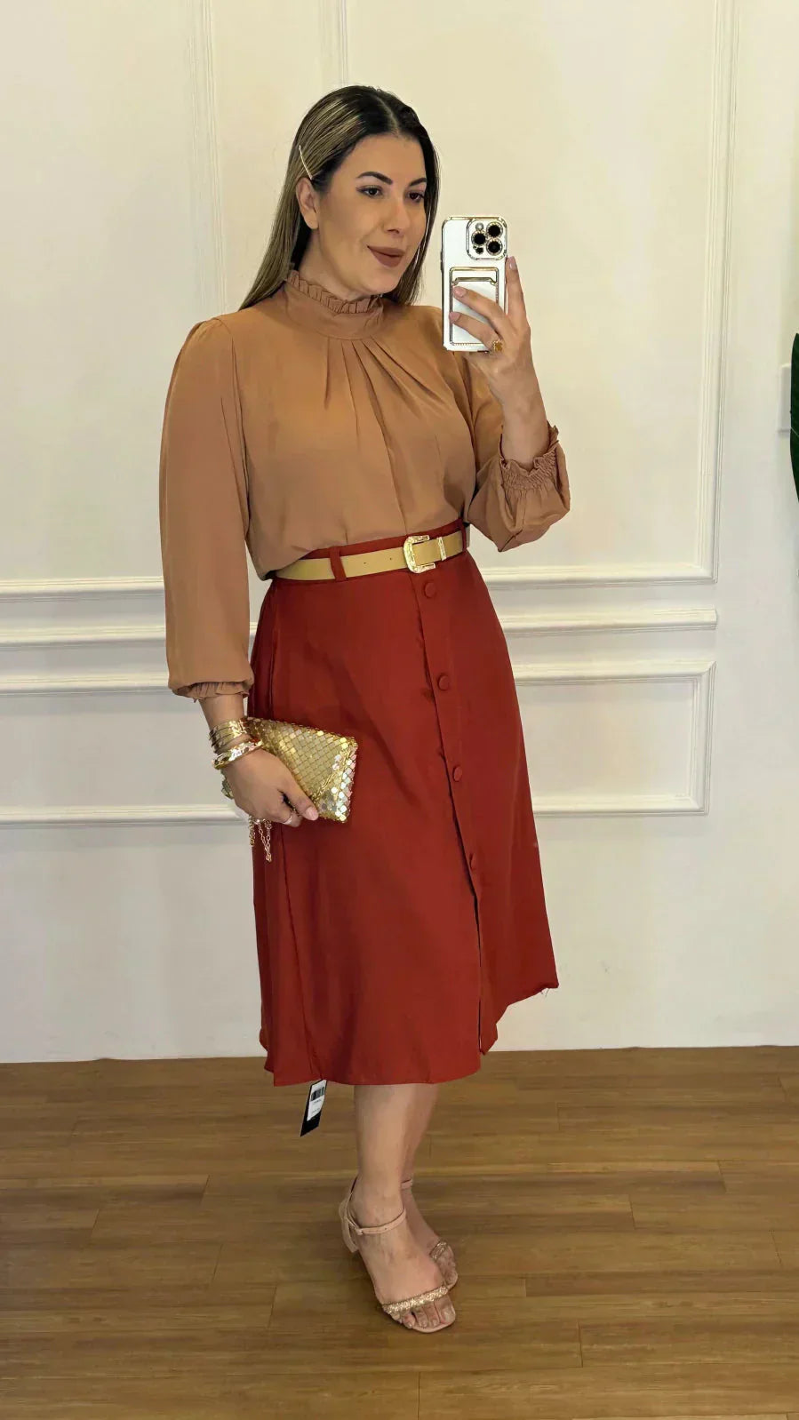 Conjunto Saia Midi Telha